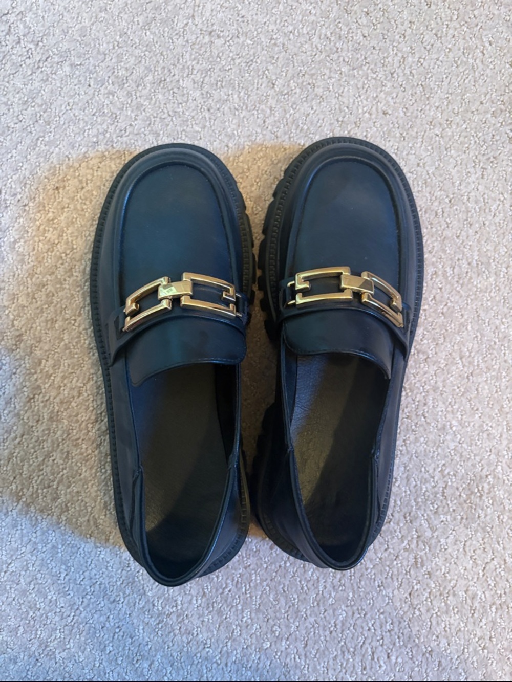 Black Leather Men’s Bit Loafers with Gold Hardware - Picture 6 of 6